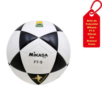 Imagem de Bola de Futevolei Oficial Mikasa FT-5 Branca/Preta
