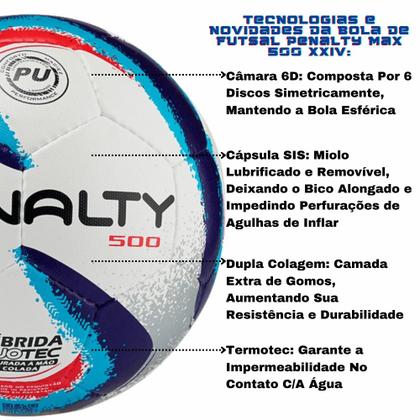 Imagem de Bola de Futsal Penalty Max 500 XXIV Termotec XXIV