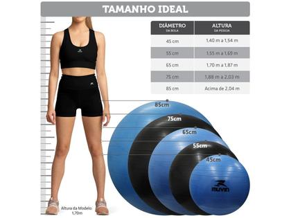 Imagem de Bola de Ginástica e Pilates Muvin 55cm Azul