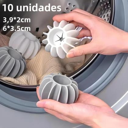 Imagem de Bola de Lavanderia de Silicone Reutilizável (10 Unidades) - Removedor de Pêlos para Roupas