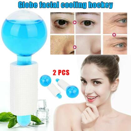 Imagem de Bola De Massageador Facial Cuidados Pele Gelo Azul