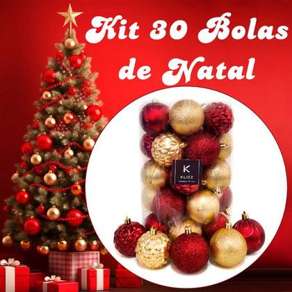 Imagem de Bola De Natal 30 Un Decoradas 6cm Glitter Mista Decoração