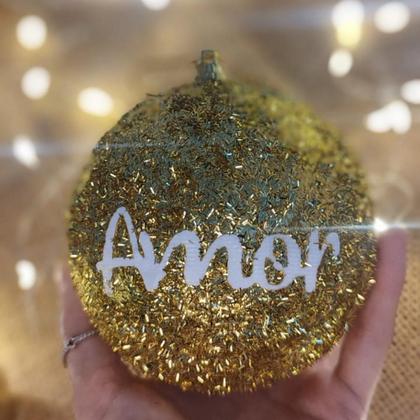 Imagem de Bola de Natal Grande 10cm Vermelha ou Dourada Kit 3 unidades