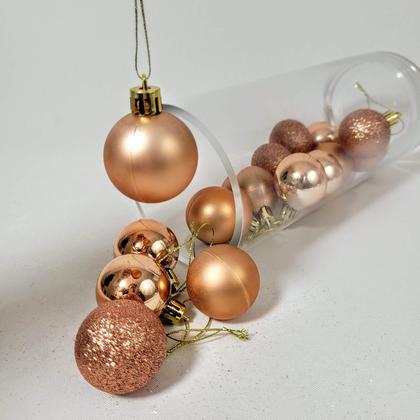 Imagem de Bola De Natal Rose Gold Mix 4Cm Para Árvore Kit 16Pc