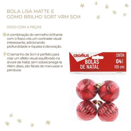 Imagem de Bola de Natal Vermelha 5cm Kit com 4 Peças 5x5x5cm