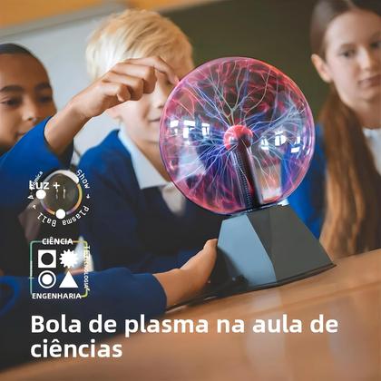Imagem de Bola de Plasma LED de 8 Polegadas - Lâmpada Mágica de Toque com Luz Noturna para Quarto Infantil