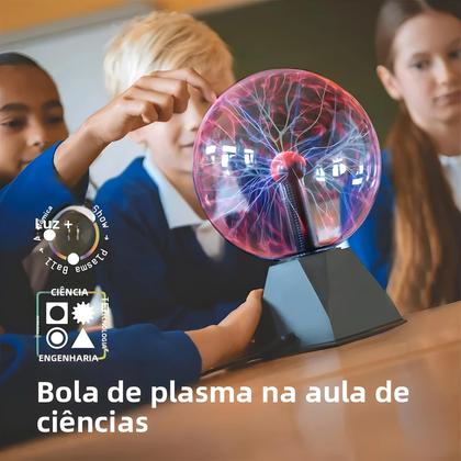 Imagem de Bola de Plasma LED de 8 Polegadas - Lâmpada Mágica de Toque com Luz Noturna para Quarto Infantil