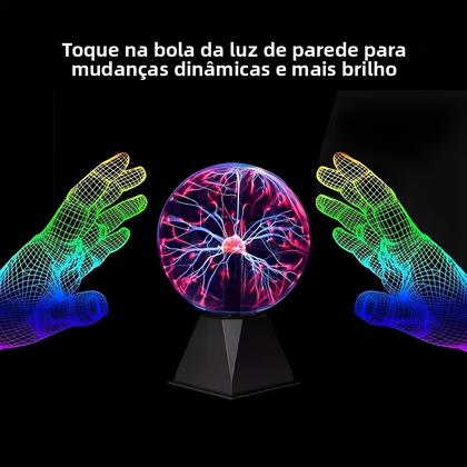 Imagem de Bola de Plasma LED de 8 Polegadas - Lâmpada Mágica de Toque com Luz Noturna para Quarto Infantil