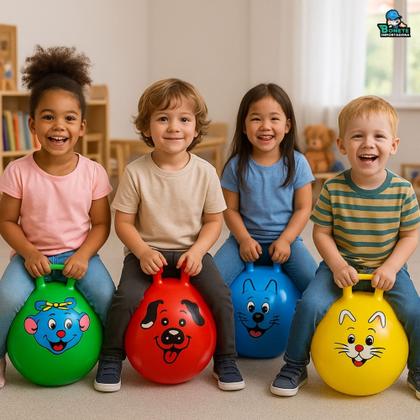 Imagem de Bola De Pular Infantil Com Alça Estampa Bichinhos Cores Sortidas