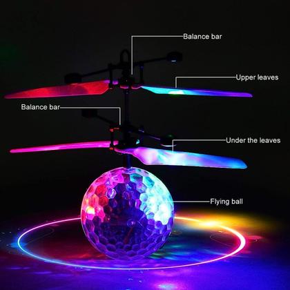 Imagem de Bola Drone Voadora Com Sensor e Led Helicoptero Recarregável USB