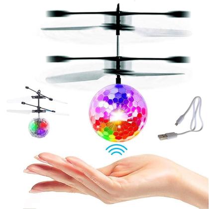 Imagem de Bola Drone Voadora Com Sensor e Led Helicoptero Recarregável USB