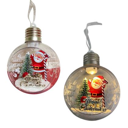 Imagem de Bola Enfeite Arvore de Natal Natalino Led Papai Noel Kit 2 Unidades Festa Fim de Ano Decoraçao Globo Iluminado Evento Comemoraçao Reuniao Celebraçao