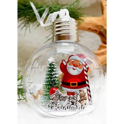 Imagem de Bola Enfeite Arvore de Natal Natalino Led Papai Noel Kit 2 Unidades Festa Fim de Ano Decoraçao Globo Iluminado Evento Comemoraçao Reuniao Celebraçao