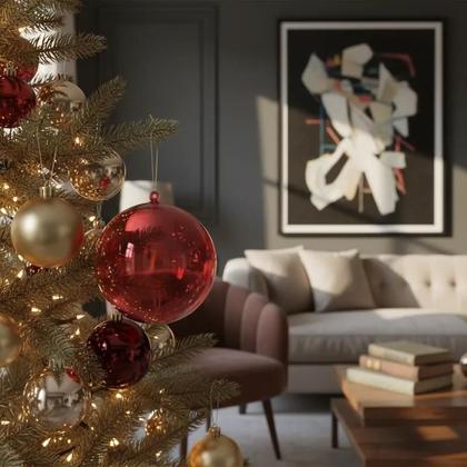 Imagem de Bola Esfera Acrílico Artesanato Enfeite Vermelho 5cm 18unid