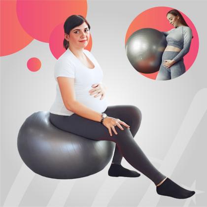 Imagem de Bola Fitness Grande para Pilates Yoga Fisioterapia Cinza 75 cm Ginástica Alongamento sem Bomba