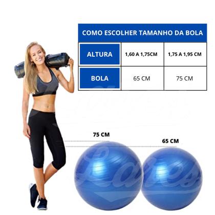 Imagem de Bola Fitness Média Para Exercício De Alongamento Yoga Pilates Bola 65 Cm Plástico Pvc Fisioterapia