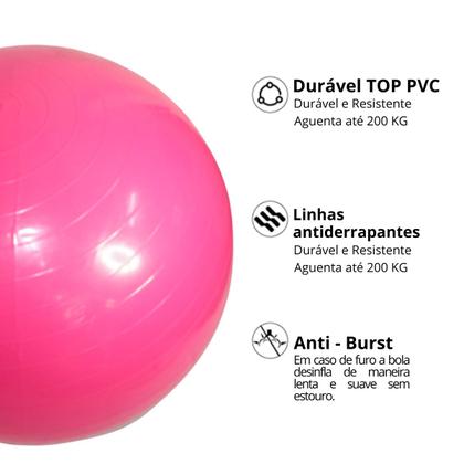 Imagem de Bola fitness para pilates yoga vida saudável rosa 65cm