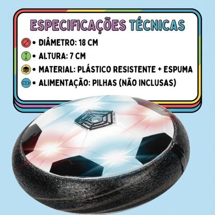 Imagem de Bola Flutuante Flat Ball Futebol Indoor Com Luz LED Infantil Para Brincar Dentro De Casa Kizumba