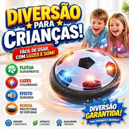 Imagem de Bola Flutuante Hover Ball Infantil Com Luz LED Futebol Indoor Desliza no Piso Proteção para Móveis Brinquedo para Crianças Envio Imediato Com NFe