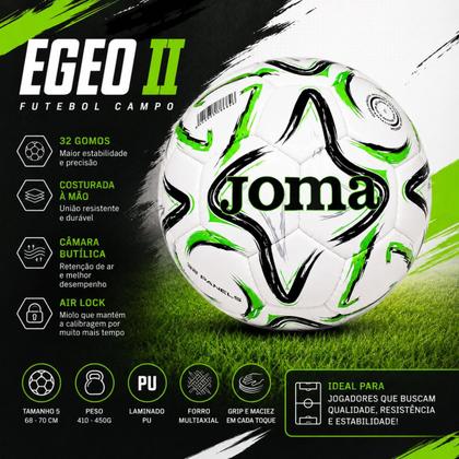 Imagem de Bola Futebol Campo Joma Egeo II Oficial PU Costurada à Mão