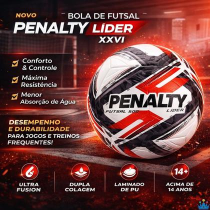 Imagem de Bola Futsal Penalty Líder Oficial Quadra Futebol Salão