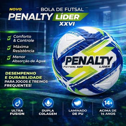 Imagem de Bola Futsal Penalty Líder Oficial Quadra Futebol Salão