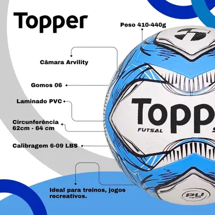 Imagem de Bola Futsal Topper Slick Azul + Bomba de Ar
