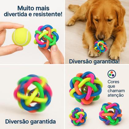 Imagem de Bola Grande Mordedor Com Sino Guizo Bolinha de Brinquedo Interativo Para Pet Cão Cachorros e Gatos