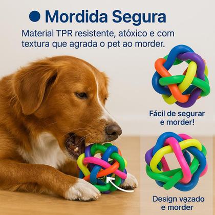 Imagem de Bola Grande Mordedor Com Sino Guizo Bolinha de Brinquedo Interativo Para Pet Cão Cachorros e Gatos