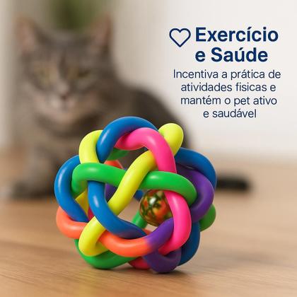 Imagem de Bola Grande Mordedor Com Sino Guizo Bolinha de Brinquedo Interativo Para Pet Cão Cachorros e Gatos