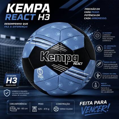 Imagem de Bola Handebol Kempa React H3 Oficial Masculina