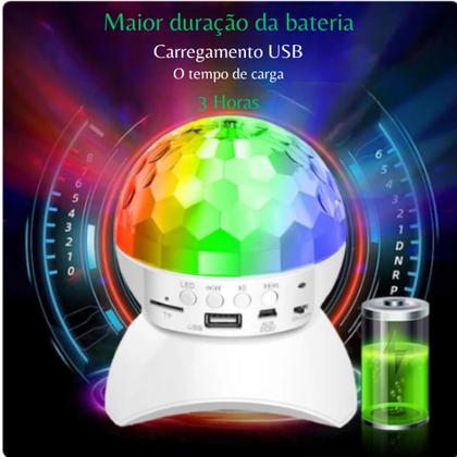 Imagem de Bola Maluca Bluetooth Iluminação Led Globo Giratorio 3d Caixa De Som Para Festa LEY2145