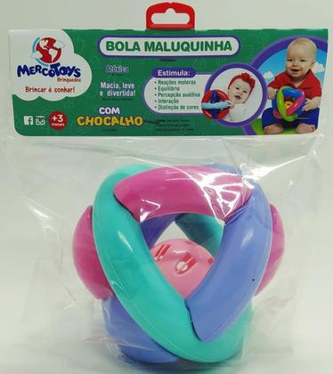 Imagem de Bola Maluquinha Com Chocalho Bebê Infantil Rosa Mercotoys