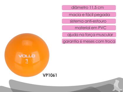 Imagem de Bola Peso 1Kg Tonning Ball Heavy Soft Pilates VP1061 Vollo Laranja