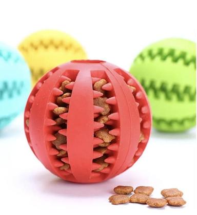 Imagem de Bola Pet Mordedor Multifuncional com Escova Porta Petisco Excelente Qualidade Cães Pequenos Medios