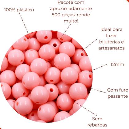 Imagem de Bola Plastica Leitosa Passante 12mm Com 500Gr