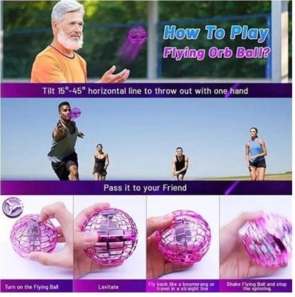 Imagem de Bola spinner drone voador recarregável com LED controle remoto boomerang 360 carregamento via USB