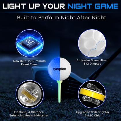 Imagem de Bolas de golfe LED KINGTOP Classic Glow in The Dark com temporizador