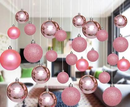 Imagem de Bolas de Natal Cores 3 Modelos Brilhantes Foscas Glitter