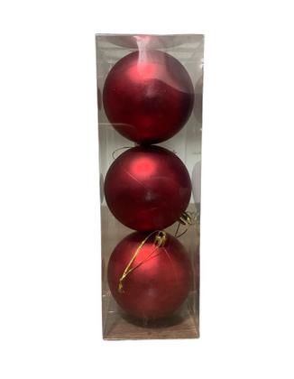Imagem de Bolas De Natal Natalino Vermelha Lisa Fosca Luxo com 3un