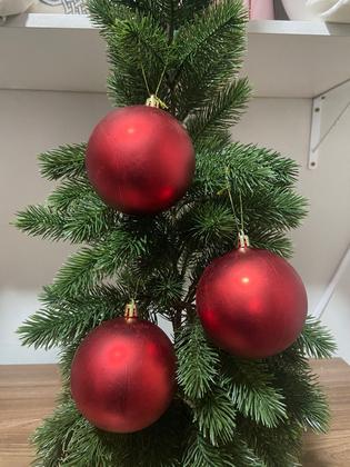 Imagem de Bolas De Natal Natalino Vermelha Lisa Fosca Luxo com 3un