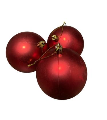 Imagem de Bolas De Natal Natalino Vermelha Lisa Fosca Luxo com 3un