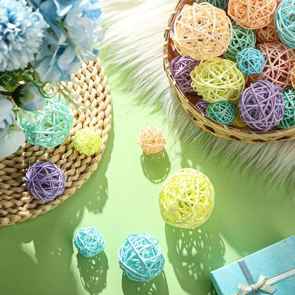 Imagem de Bolas decorativas de vime e rattan Patelai para vaso, 36 unidades