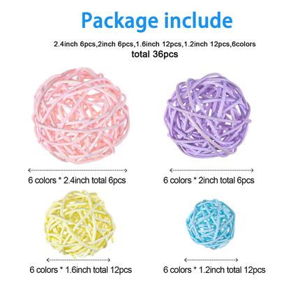 Imagem de Bolas decorativas de vime e rattan Patelai para vaso, 36 unidades