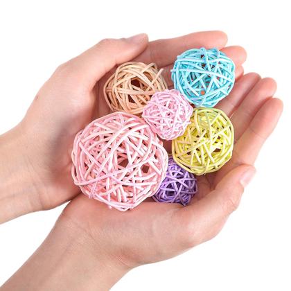 Imagem de Bolas decorativas de vime e rattan Patelai para vaso, 36 unidades