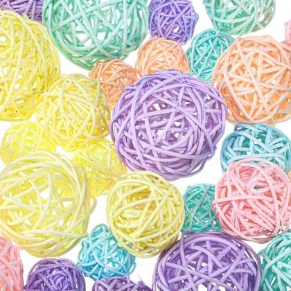 Imagem de Bolas decorativas de vime e rattan Patelai para vaso, 36 unidades