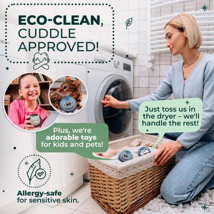 Imagem de Bolas secadoras de lã Wooly Heroes XL, pacote com 6, reduzem a estática e as rugas