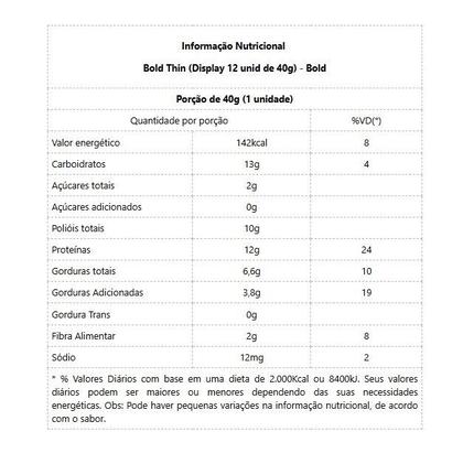 Imagem de Bold Bar Thin (Display 12 unid de 40g) - Sabor: Trufa de Morango.