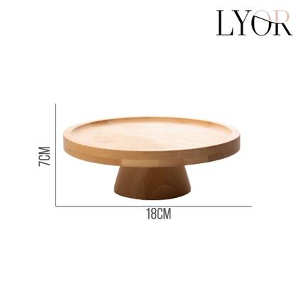 Imagem de Boleira de Bambu Prato Porta Bolo com Pé Suporte 18x7cm Lyor