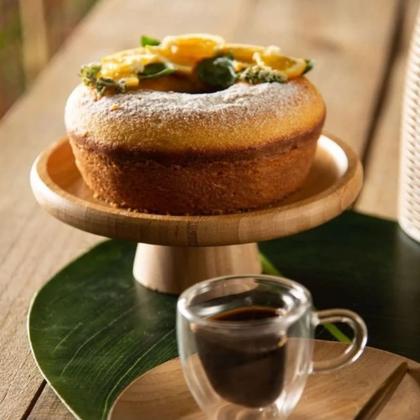 Imagem de Boleira de Bambu Prato Porta Bolo com Pé Suporte 18x7cm Lyor